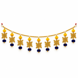 Traditional Swastik Toran with Yellow & Blue Pom Poms