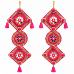 Traditional pink Mirror Work Decorative Wall Hanging Pair